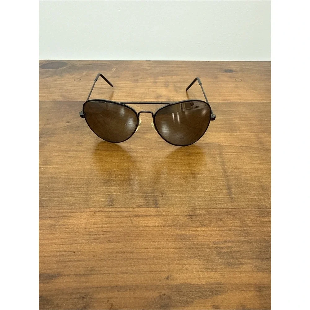 Unbranded Aviator Pilot Style Double Bridge Sleek Black Metal Frame Sunglasses